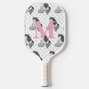 Raquette De Pickleball Cute Whimsical Unicorn Motif Enfants Monogramme