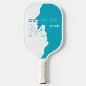 Raquette De Pickleball Cyan Best Couples avec initiales monogrammes avec  (Verso)