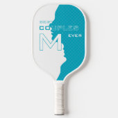 Raquette De Pickleball Cyan Best Couples avec initiales monogrammes avec  (Recto)