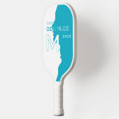 Raquette De Pickleball Cyan Best Couples avec initiales monogrammes avec  (Gauche)