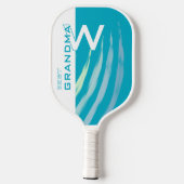 Raquette De Pickleball Cyan Best Grand-mère avec initiales monogrammes (Verso)