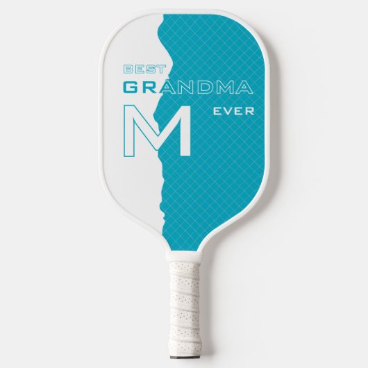Raquette De Pickleball Cyan Best Grand-mère avec initiales monogrammes av (Recto)