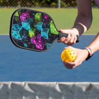 Raquette De Pickleball Cyan Magenta Lime Cyberpunk | Extrêmement 3D