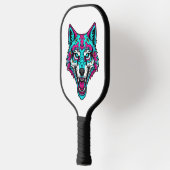 Raquette De Pickleball Cyberpunk Neon Wolf - Synthwave Robotic Animal (Gauche)