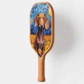 Raquette De Pickleball Dachshund & Sunflowers Art Cadeau (Gauche)