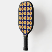 Raquette De Pickleball Dahlia jaune motif floral sur bleu (Gauche)