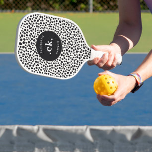 Raquette De Pickleball Dalmatien Motif Abstrait Monogramme