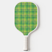 Raquette De Pickleball Damier Abstrait Vert Bleu (Verso)