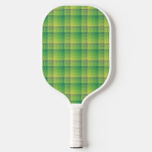 Raquette De Pickleball Damier Abstrait Vert Bleu (Recto)