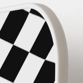 Raquette De Pickleball Damier diagonal noir et blanc dynamique Nom (Détail gauche)