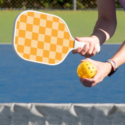 Raquette De Pickleball Damier Orange et Orange Clair (Insitu)