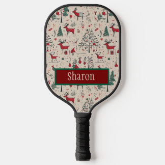 Raquette de Pickleball de Noël Primitive Art Popul