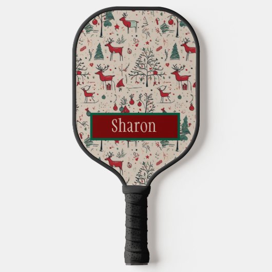 Raquette de Pickleball de Noël Primitive Art Popul (Recto)