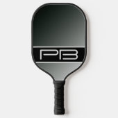 Raquette De Pickleball Dégradé Moderne Cool Double Initiales Noir Gris (Recto)