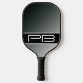 Raquette De Pickleball Dégradé Moderne Cool Double Initiales Noir Gris (Verso)