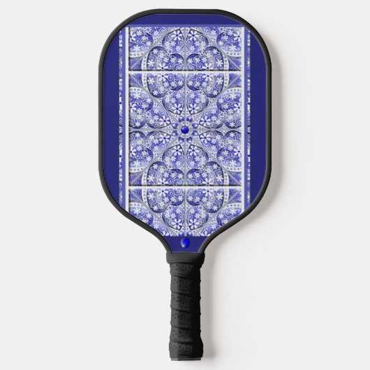 Raquette De Pickleball dentelle en céramique Bleu de Grèce (Recto)