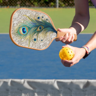 Raquette De Pickleball Dentelles Vintages et plumes de paon Boho