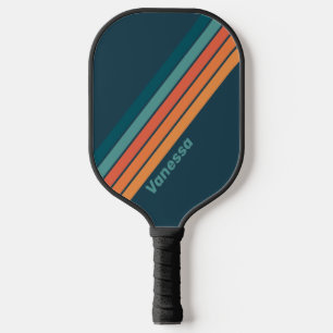 Raquette De Pickleball Désert Cactus Lever de soleil Rayé avec Nom