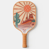 Raquette De Pickleball Desert Sunset Cactus Mesa Mounts Texte personnalis (Recto)