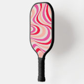 Raquette De Pickleball Design abstrait à tourbillon rose, rouge et gris (Gauche)
