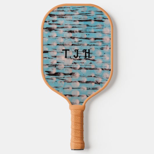 Raquette De Pickleball Design abstrait bleu, blanc et noir (Recto)