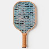 Raquette De Pickleball Design abstrait bleu, blanc et noir (Verso)