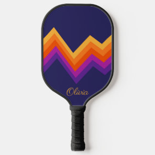 Raquette De Pickleball Design de zigzag rouge, orange et jaune rétro