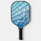 Raquette De Pickleball Design géométrique bleu, nom blanc (Recto)