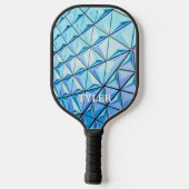 Raquette De Pickleball Design géométrique bleu, nom blanc (Verso)