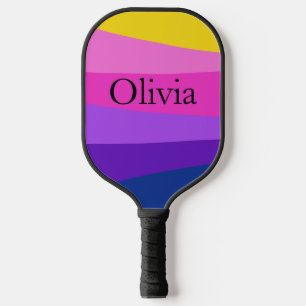 Raquette De Pickleball Design moderne rose vibre Nom personnalisé