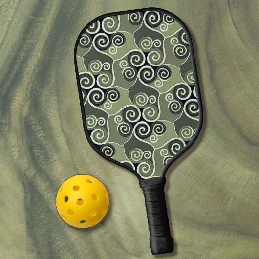Raquette De Pickleball Design Motif Abstrait tourbillonnant Sage Green Ar