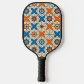 Raquette De Pickleball Design Web Abstrait bleu et orange (Verso)