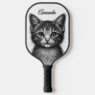 Raquette De Pickleball Dessin adorable de Jeune Chat Personnel