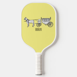 Raquette De Pickleball dessin animé mariage cheval & calèche
