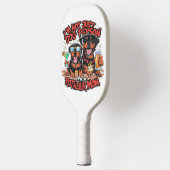 Raquette De Pickleball Deux Chiens Rottweiler assis ensemble (Gauche)