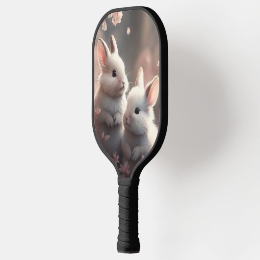 Raquette De Pickleball Deux lapins mignons avec sakura Pickleball Paddle (Gauche)