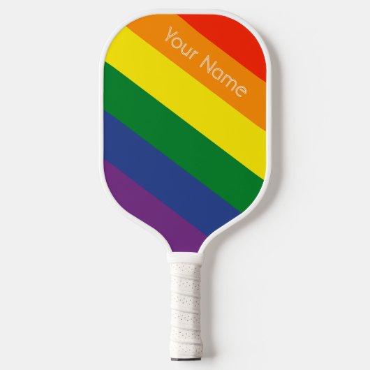 Raquette De Pickleball Diagonal Rainbow Strited Nom personnalisé (Recto)