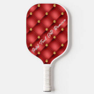 Raquette De Pickleball Diamant doré Cuir Tufé Nom du texte personnalisé R