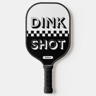 Raquette De Pickleball Dink Shot noir et blanc À damiers 3D Nom personnal
