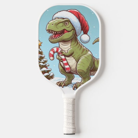 Raquette De Pickleball Dinosaure sucre de canne de Noël mignon (Recto)