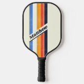Raquette De Pickleball Distressed Retro cinq striped Dark avec le nom (Verso)