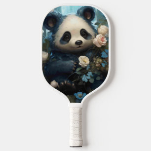Raquette De Pickleball Doux Ours De Panda Chez Les Roses De La Jungle