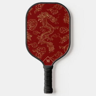 Raquette De Pickleball Dragon chinois or et rouge foncé