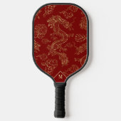 Raquette De Pickleball Dragon chinois or et rouge foncé (Verso)