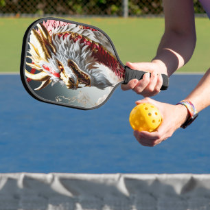 Raquette De Pickleball Dragon qui souffle du feu avec des écailles rouges