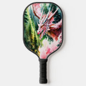 Raquette De Pickleball Dragon respirant le feu vibrante écailles roses (Recto)