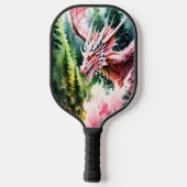 Raquette De Pickleball Dragon respirant le feu vibrante écailles roses (Verso)
