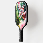 Raquette De Pickleball Dragon respirant le feu vibrante écailles roses (Gauche)