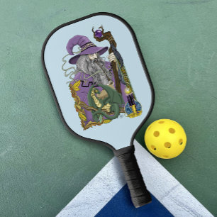 Raquette De Pickleball Dragon Sorcier Celtique Fantastique Violet