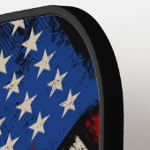 Raquette De Pickleball Drapeau américain Abstrait, Nom de texte personnal (Détail gauche)